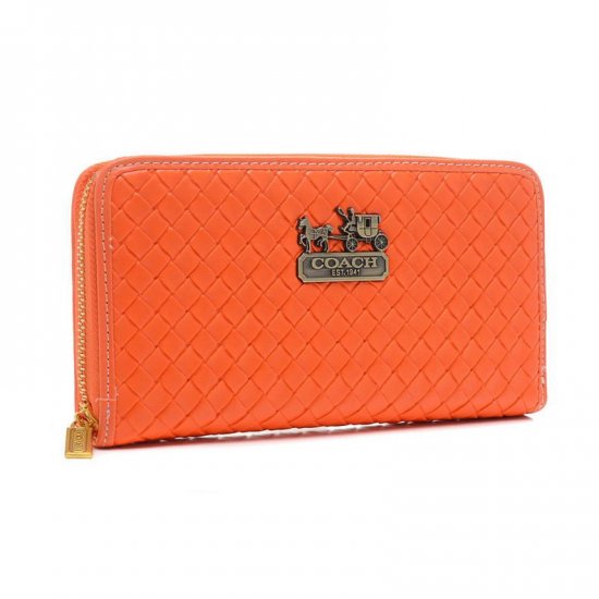 Coach Knitted Logo Large Orange Wallets EGL - Click Image to Close